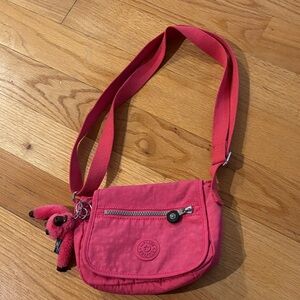 Kipling Coral Pink Small Crossbody Bag with Monkey Charm